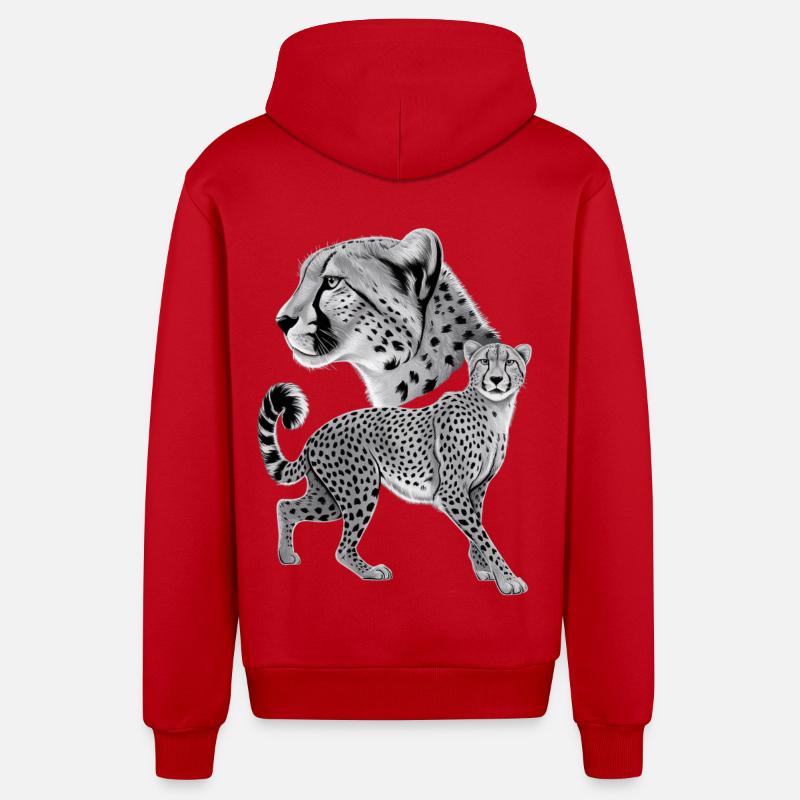 Guépard - Veste à capuche bio décontractée fabriquée en UE - rouge