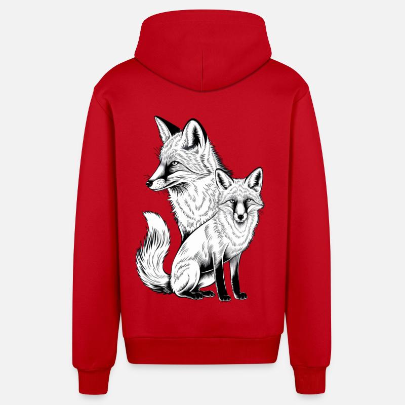 Renard - Veste à capuche bio décontractée fabriquée en UE - rouge
