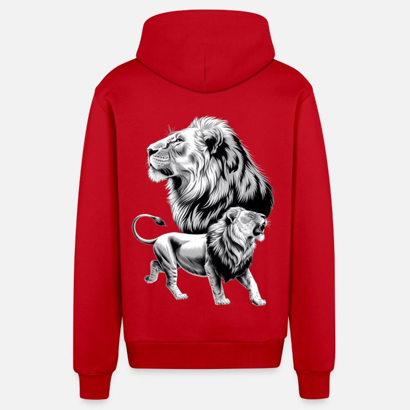 Löwe - Organic Relaxed Kapuzenjacke Made in EU - Rot