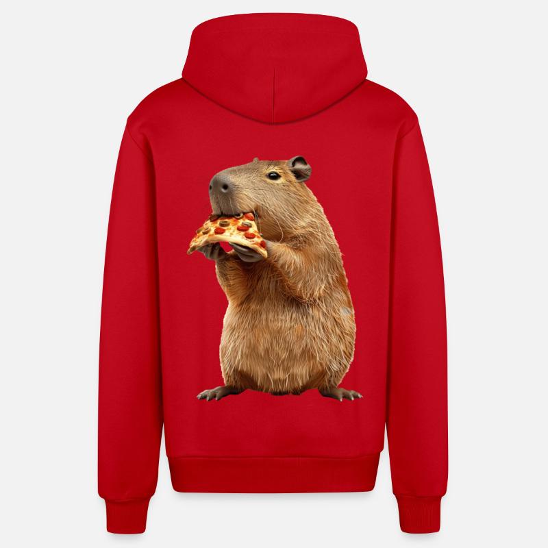 Capybara - Veste à capuche bio décontractée fabriquée en UE - rouge