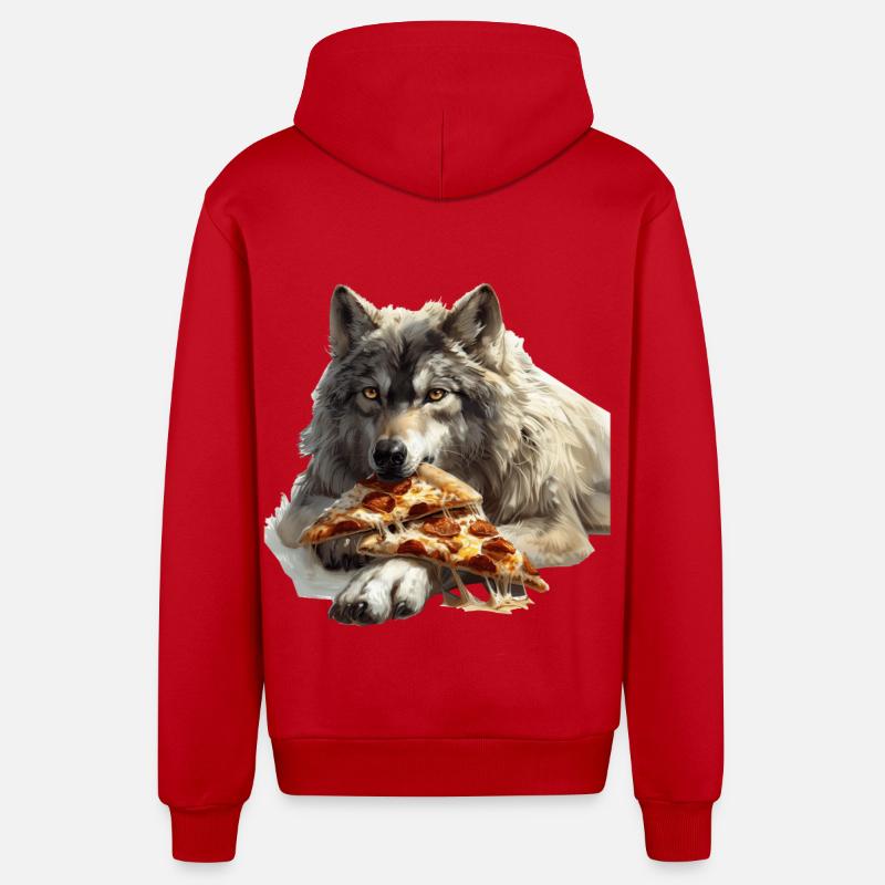 Loup - Veste à capuche bio décontractée fabriquée en UE - rouge