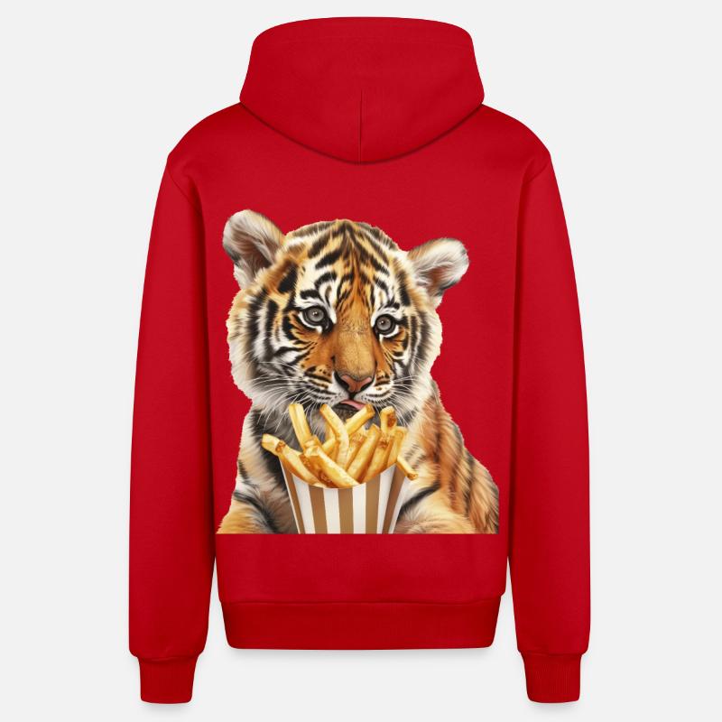 Tigre - Veste à capuche bio décontractée fabriquée en UE - rouge
