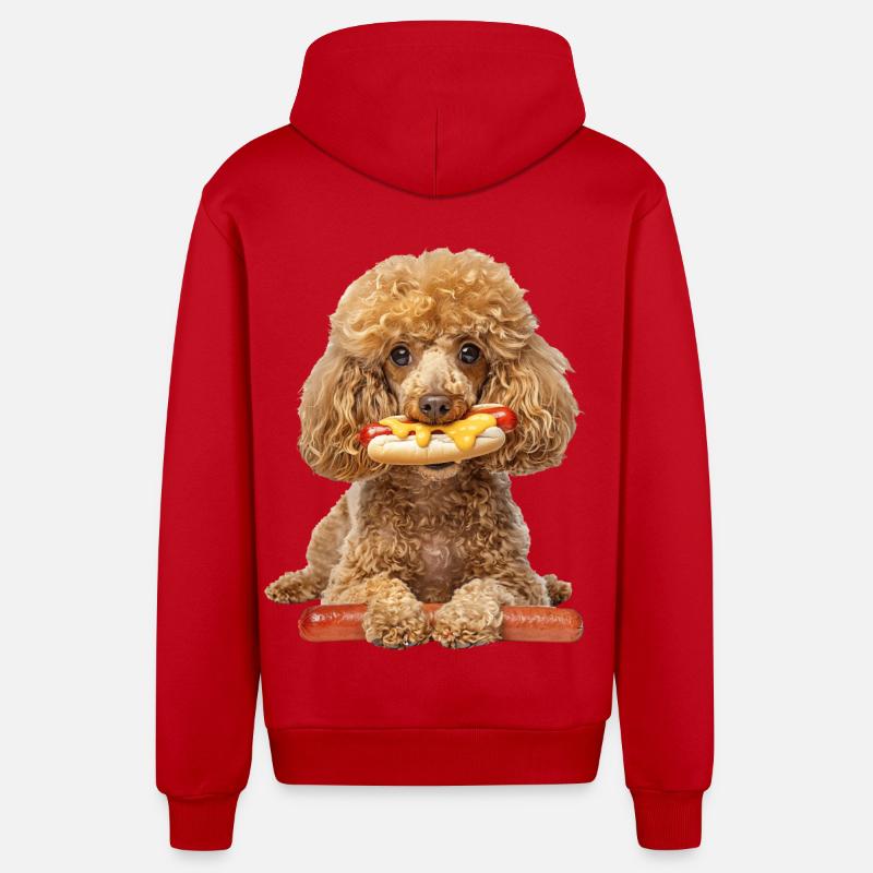 Caniche - Veste à capuche bio décontractée fabriquée en UE - rouge