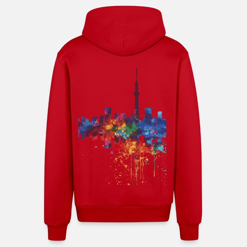 Kitakyushū - Veste à capuche bio décontractée fabriquée en UE - rouge