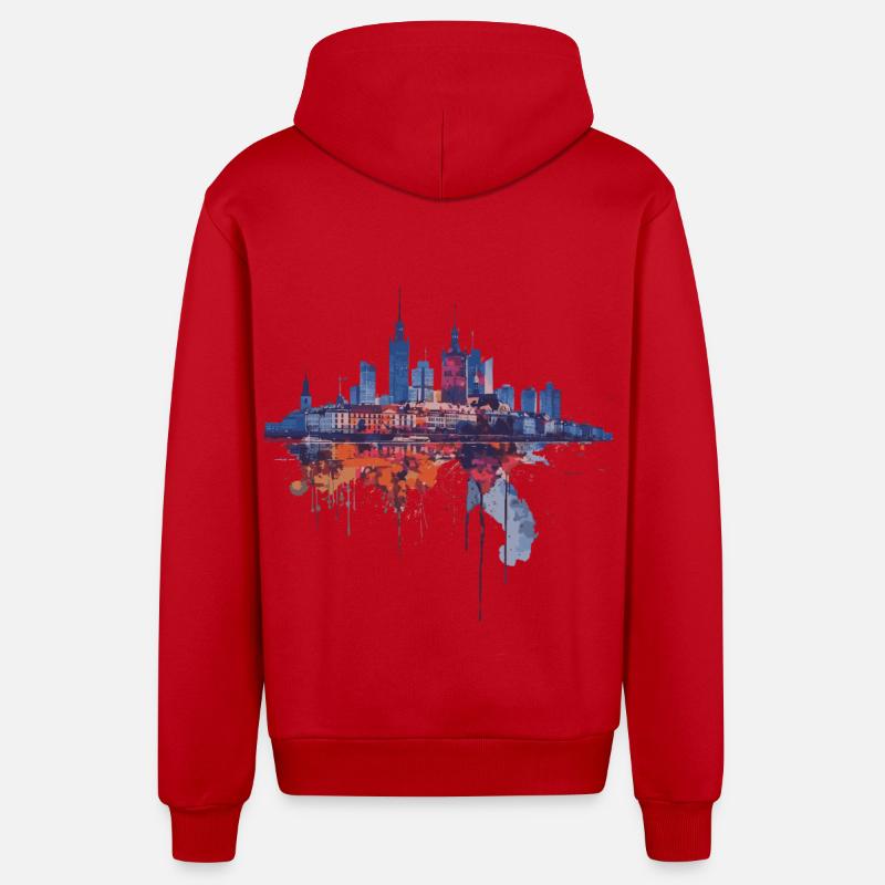 Varsovie - Veste à capuche bio décontractée fabriquée en UE - rouge