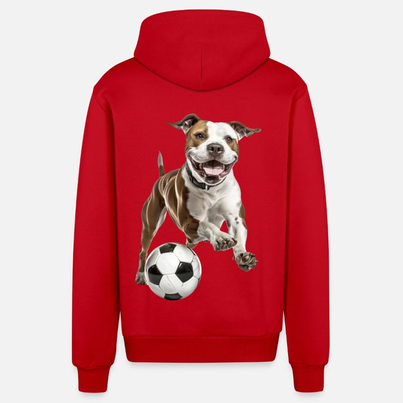 Pitbull terrier américain - Veste à capuche bio décontractée fabriquée en UE - rouge