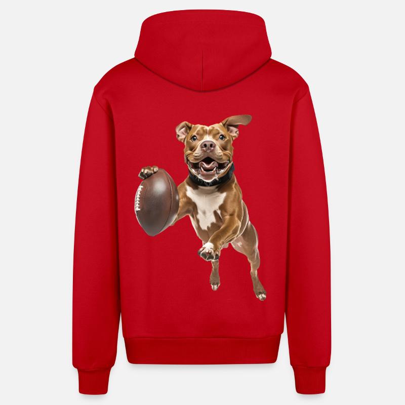 Pitbull terrier américain - Veste à capuche bio décontractée fabriquée en UE - rouge