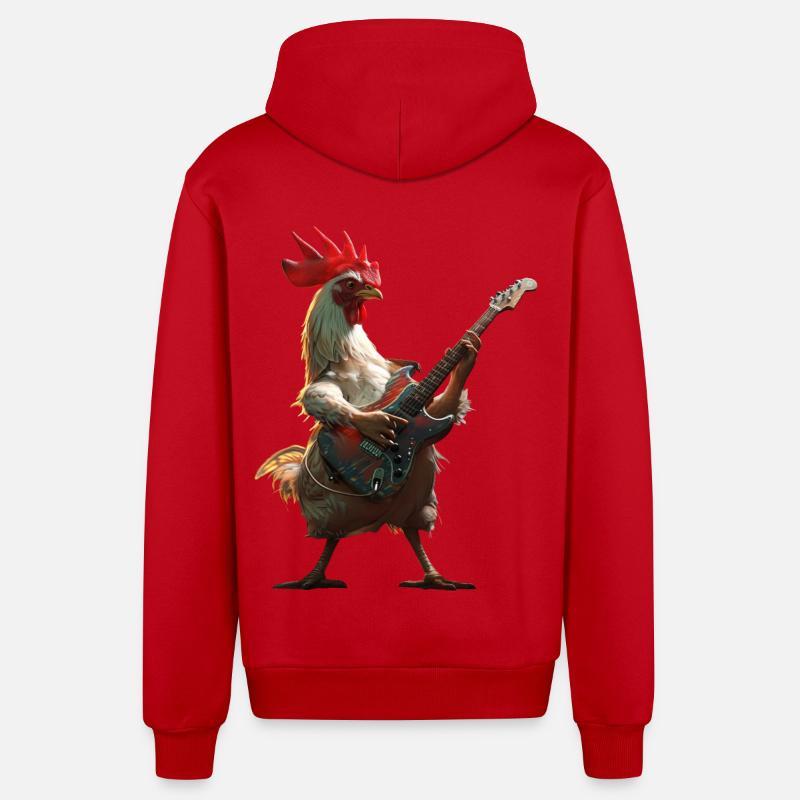 Guitare Coq - Veste à capuche bio décontractée fabriquée en UE - rouge
