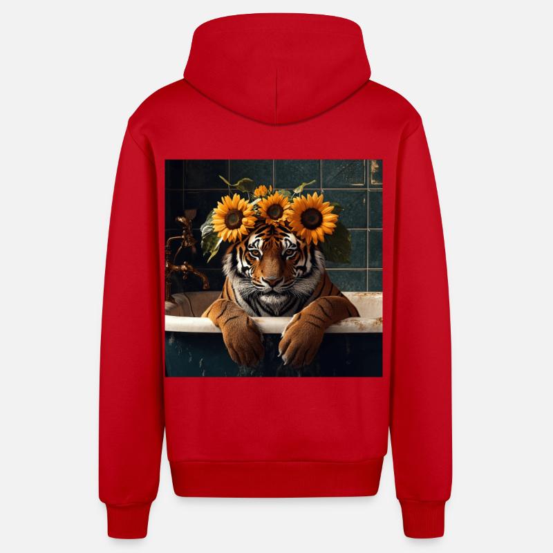 Tiger - Organic Relaxed Kapuzenjacke Made in EU - Rot