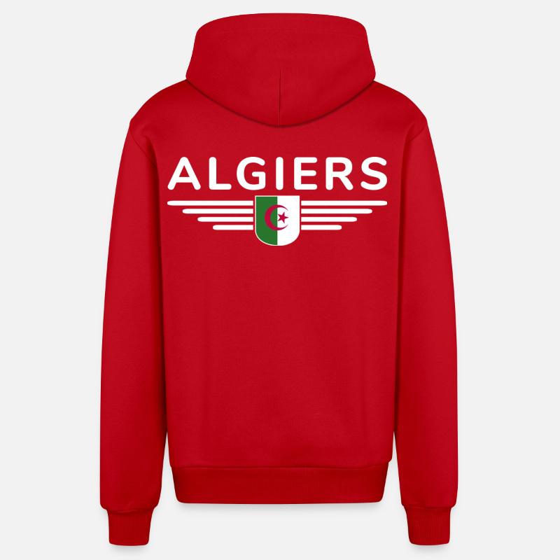 Alger Design – Capitale de l’Algérie - Veste à capuche bio décontractée fabriquée en UE - rouge