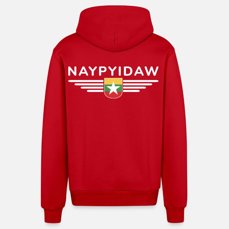 T-shirt Naypyidaw – Style Capitale - Veste à capuche bio décontractée fabriquée en UE - rouge
