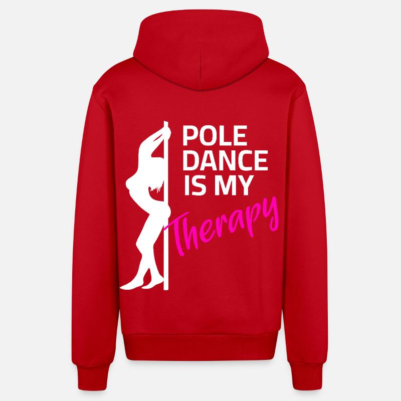 Dancing Pole Dance Pole Dance Pole Dance Dance Class - Organic Relaxed Hooded Jacket Made in EU - red