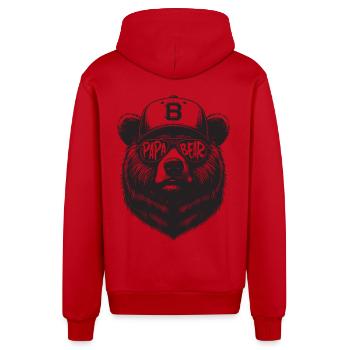Papa Ours - Cadeau Papa Père Ours pour la fête des Pères - Veste à capuche bio décontractée fabriquée en UE - rouge - Dos