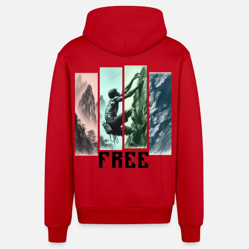 Grimper - Veste à capuche bio décontractée fabriquée en UE - rouge