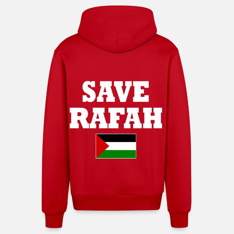 Save rafah - Veste à capuche bio décontractée fabriquée en UE - rouge