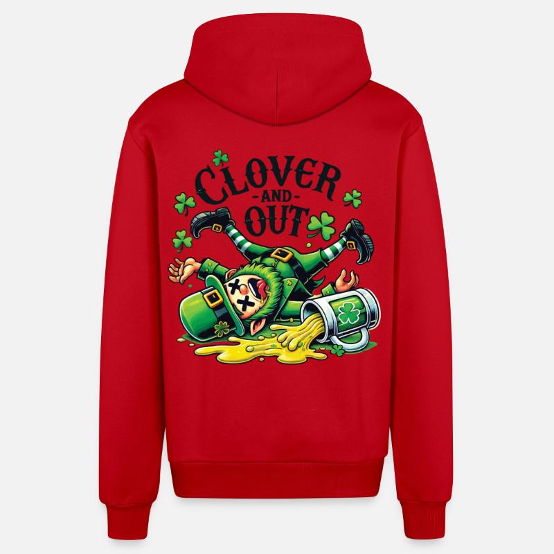 trèfle et la Saint-Patrick - Veste à capuche bio décontractée fabriquée en UE - rouge