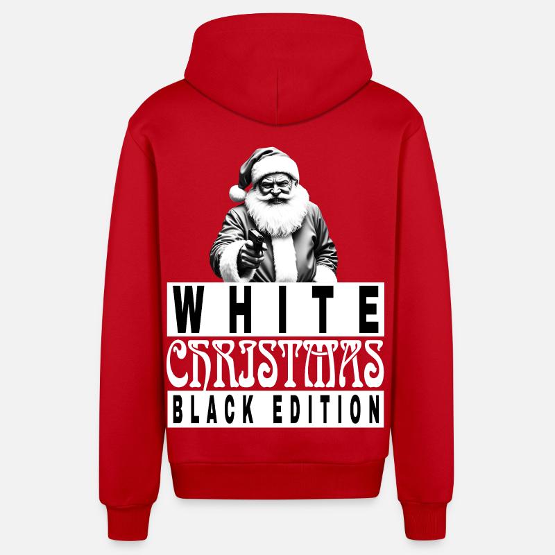 Blanc Noël Noir Edition - Veste à capuche bio décontractée fabriquée en UE - rouge
