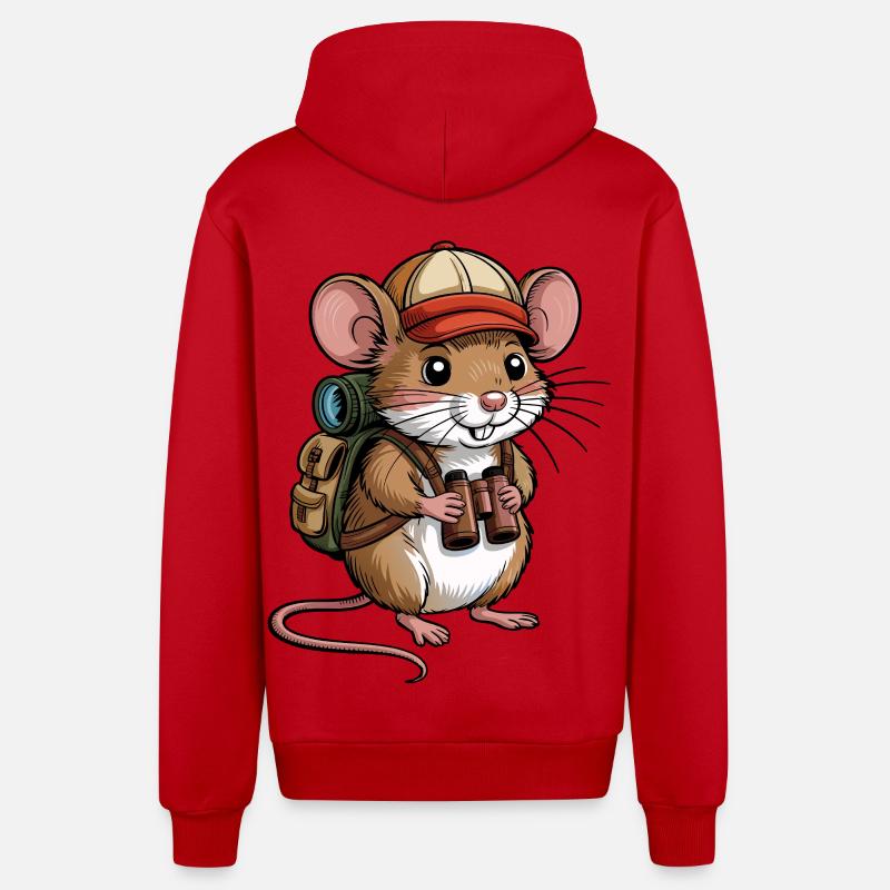 Aventure Wandermouse - Veste à capuche bio décontractée fabriquée en UE - rouge