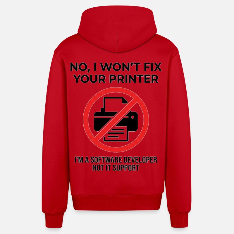 Programmer: not IT support - Organic Relaxed Hooded Jacket Made in EU - red