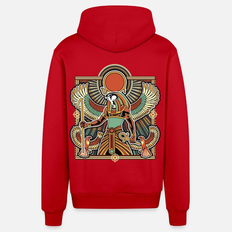 RA Dieu du Soleil ÉGYPTE - Veste à capuche bio décontractée fabriquée en UE - rouge
