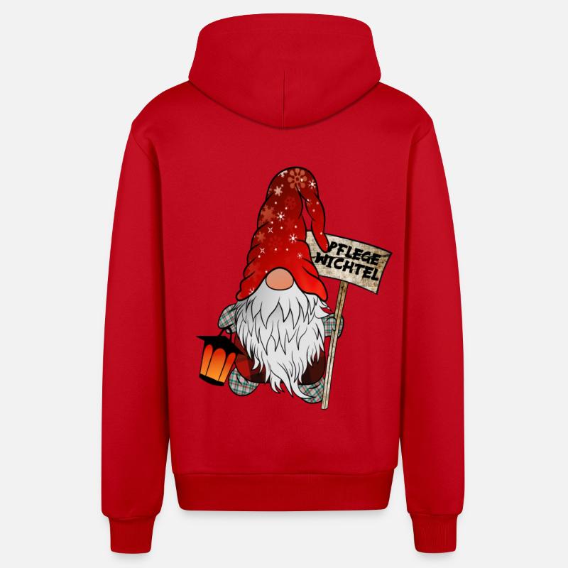 Gnome de Noël de soin - Veste à capuche bio décontractée fabriquée en UE - rouge