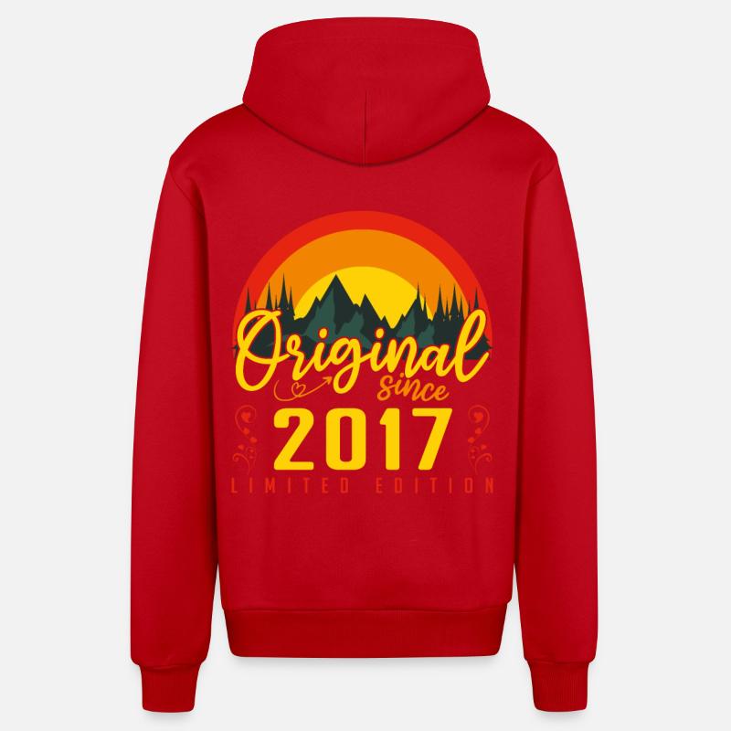 Anniversaire 2017 cadeau 2017 anniversaire - Veste à capuche bio décontractée fabriquée en UE - rouge