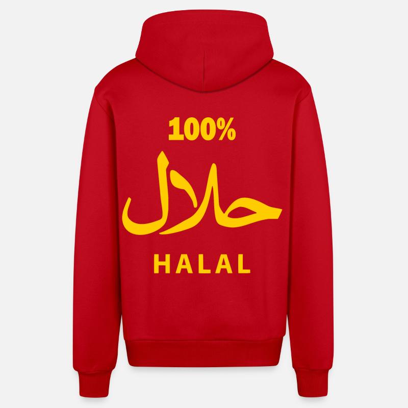 Halal - Veste à capuche bio décontractée fabriquée en UE - rouge