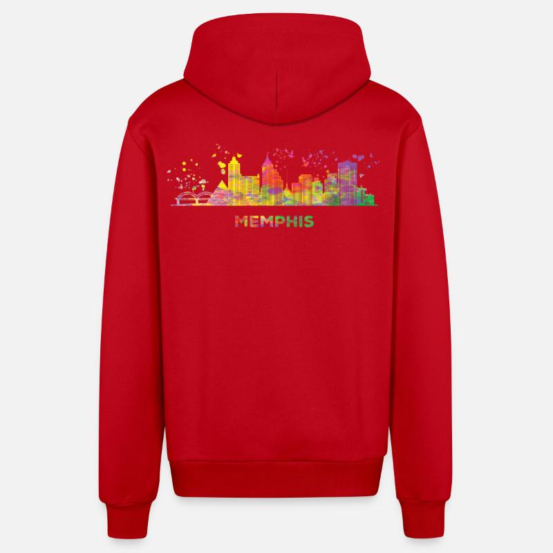 Memphean Skyline Memphis - Veste à capuche bio décontractée fabriquée en UE - rouge