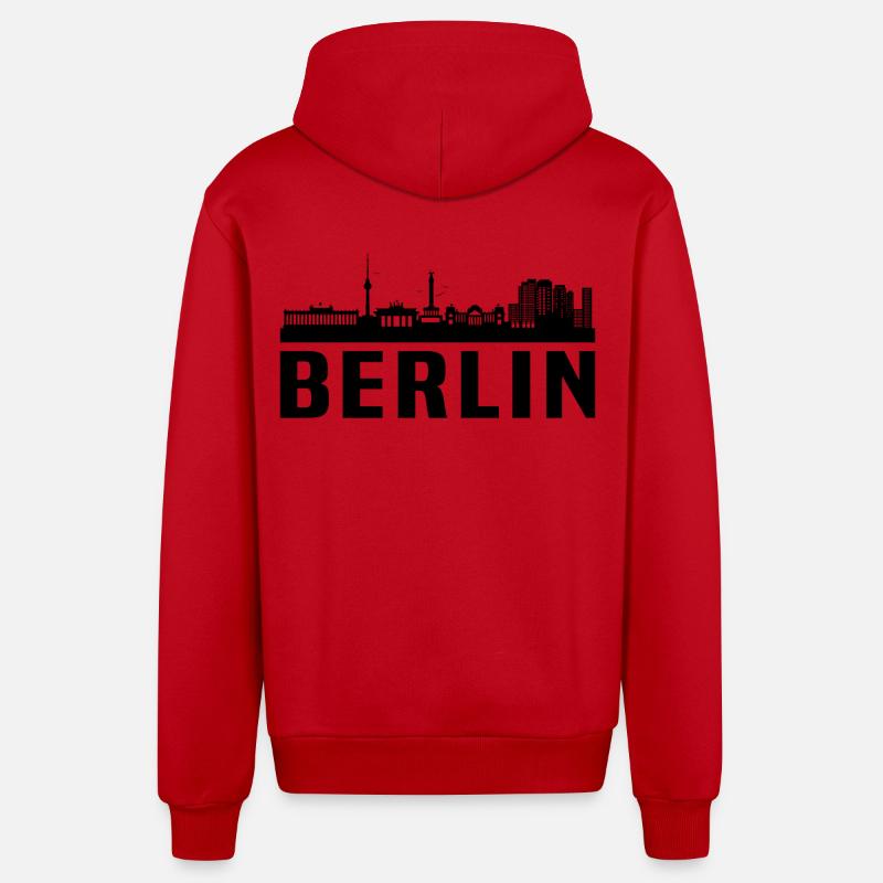 Berlin skyline berlin - Veste à capuche bio décontractée fabriquée en UE - rouge