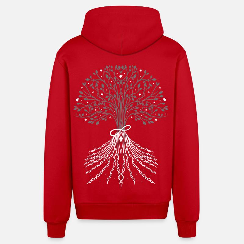 Baum des Lebens, Lebensbaum - Organic Relaxed Kapuzenjacke Made in EU - Rot