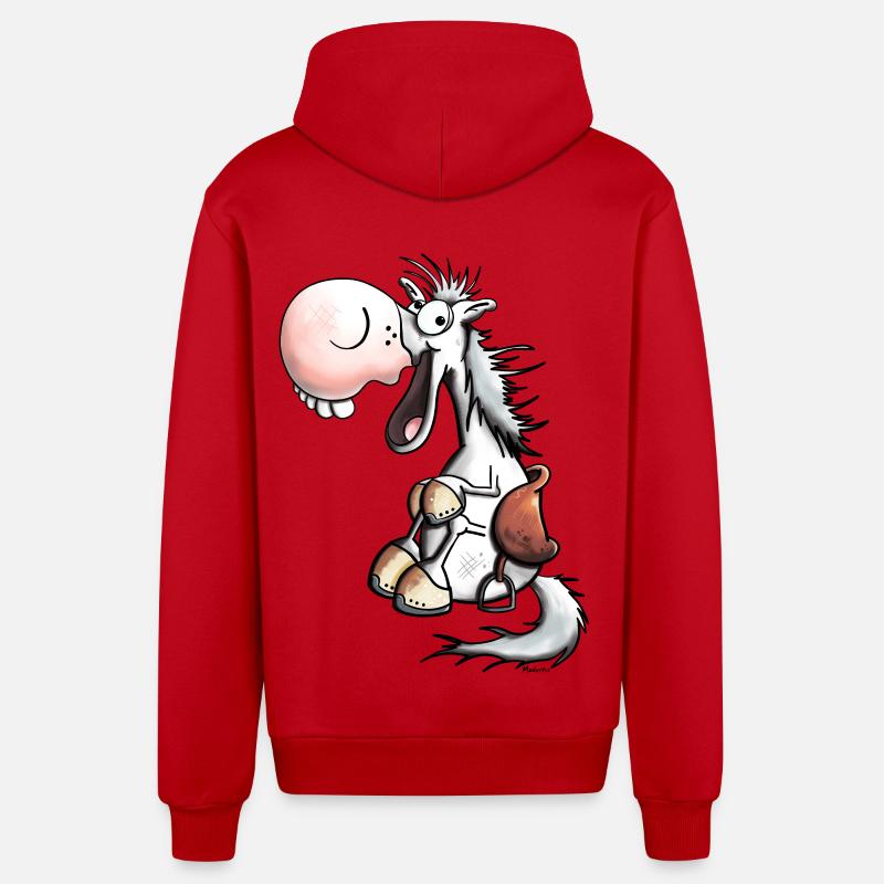 Cheval Rire - Veste à capuche bio décontractée fabriquée en UE - rouge