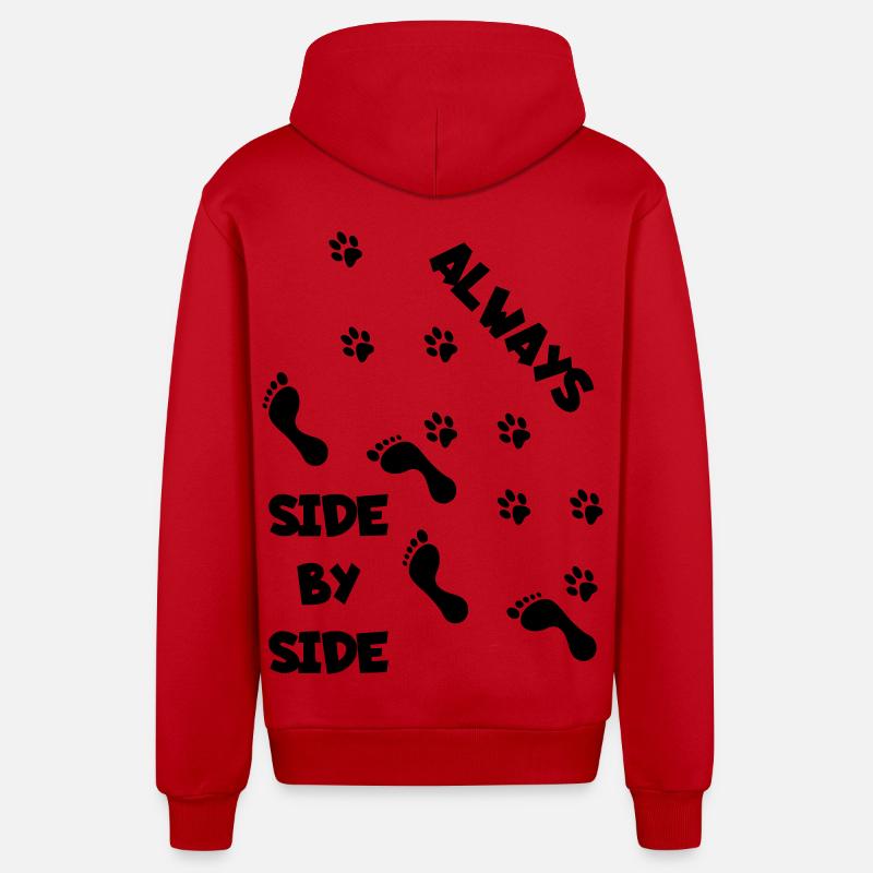Côte à côte avec chien * - Veste à capuche bio décontractée fabriquée en UE - rouge
