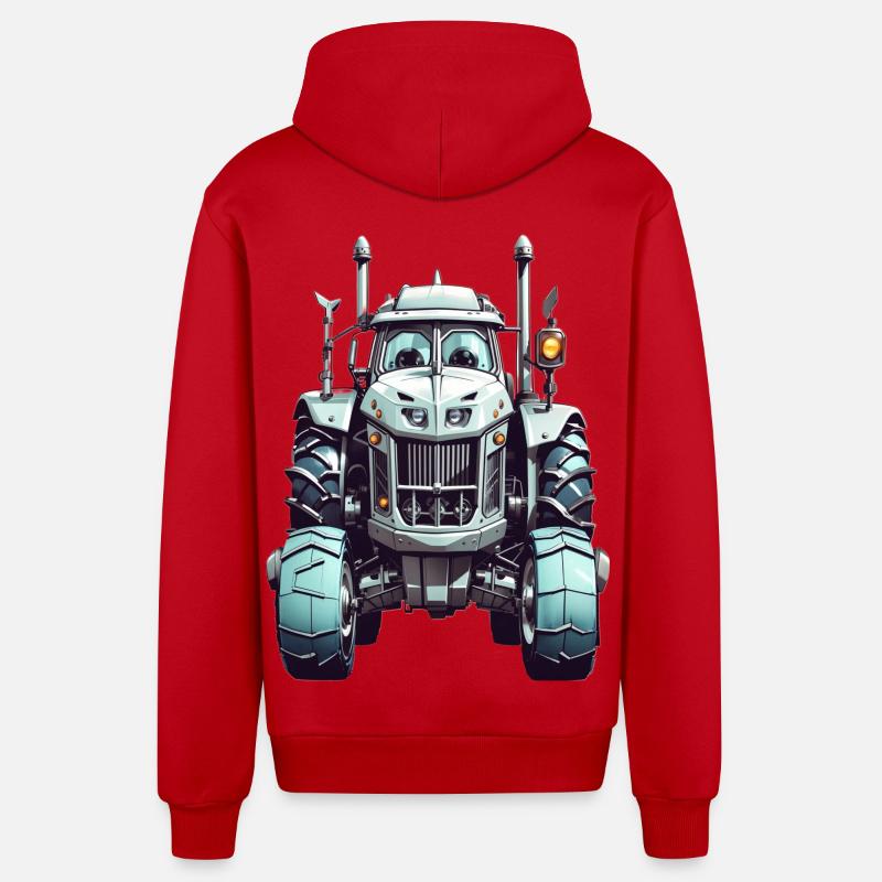 Traktor mit Augen - Organic Relaxed Kapuzenjacke Made in EU - Rot