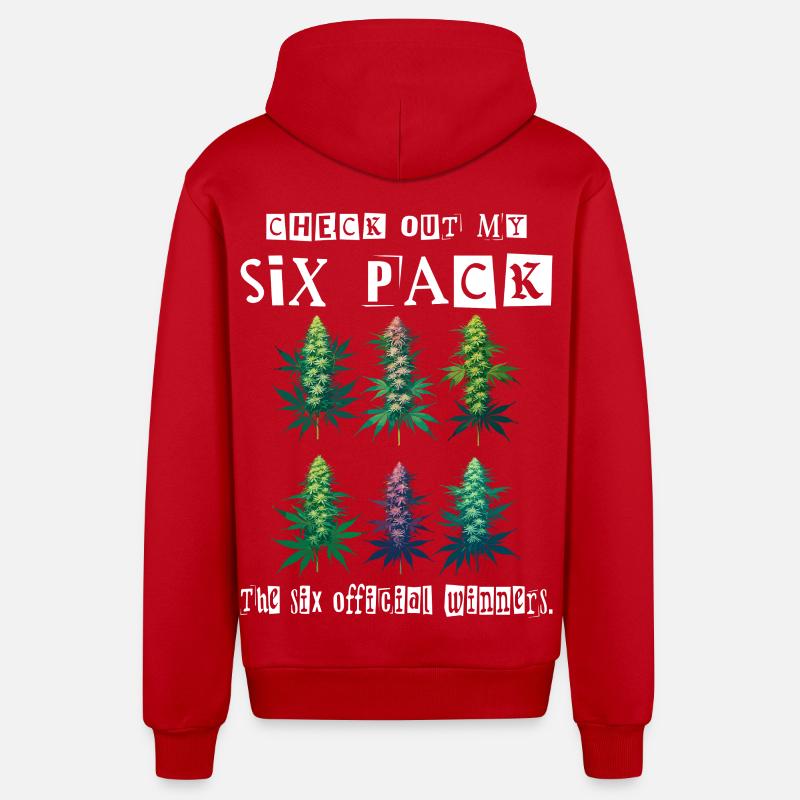 Cannabis Six Pack - Veste à capuche bio décontractée fabriquée en UE - rouge