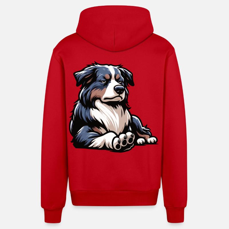 Berger australien Aussie Aussie Propriétaires Aussies - Veste à capuche bio décontractée fabriquée en UE - rouge