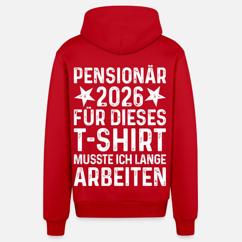 Retraité 2026 - Rente Retraite Retraite - Veste à capuche bio décontractée fabriquée en UE - rouge