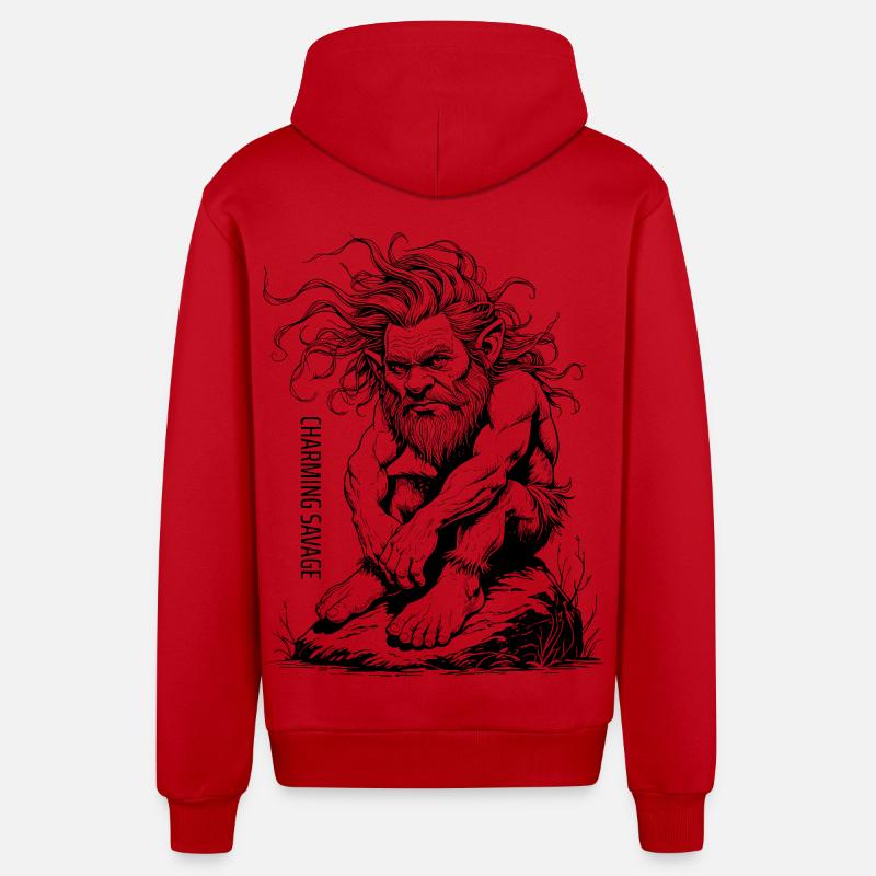 Charming Savage #2 Noir Design - Veste à capuche bio décontractée fabriquée en UE - rouge