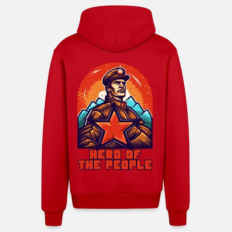 Le héros du peuple - Veste à capuche bio décontractée fabriquée en UE - rouge