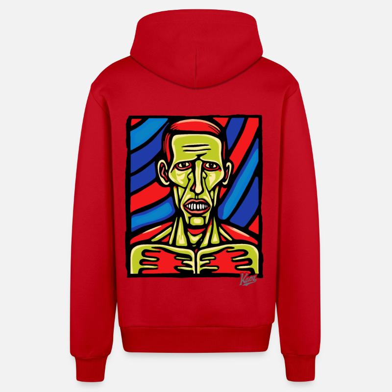 Art abstrait d’un zombie - Veste à capuche bio décontractée fabriquée en UE - rouge