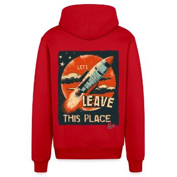 Lass uns mit einer Rakete hier abhauen - Organic Relaxed Kapuzenjacke Made in EU - Rot - Hinten