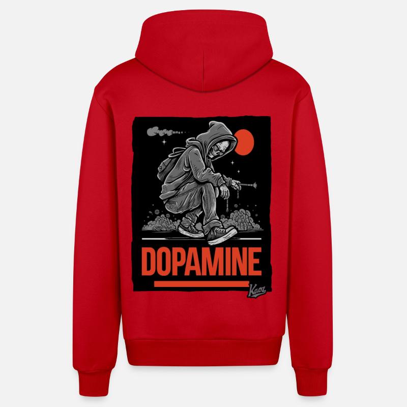graffeur Skelet Skull Dopamine - Veste à capuche bio décontractée fabriquée en UE - rouge