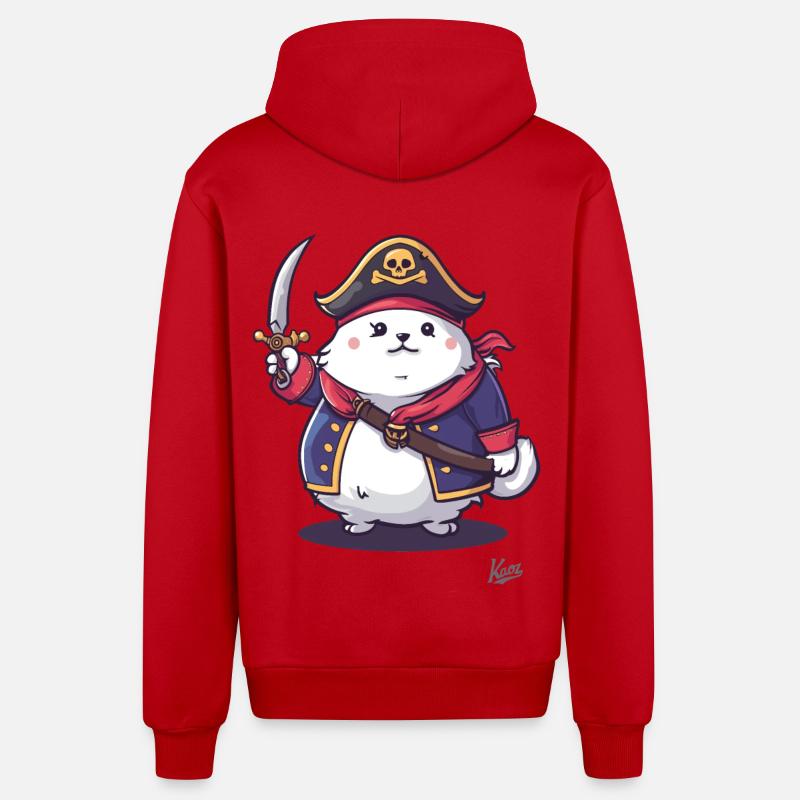 Chat pirate de compagnie moelleux - Veste à capuche bio décontractée fabriquée en UE - rouge