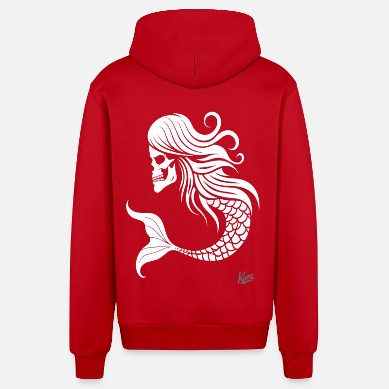 Crâne Sirène - Veste à capuche bio décontractée fabriquée en UE - rouge