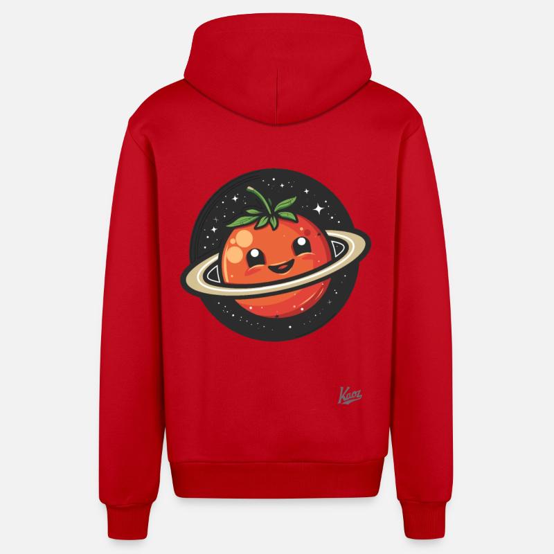 Planète tomate heureuse dans l’espace - Veste à capuche bio décontractée fabriquée en UE - rouge