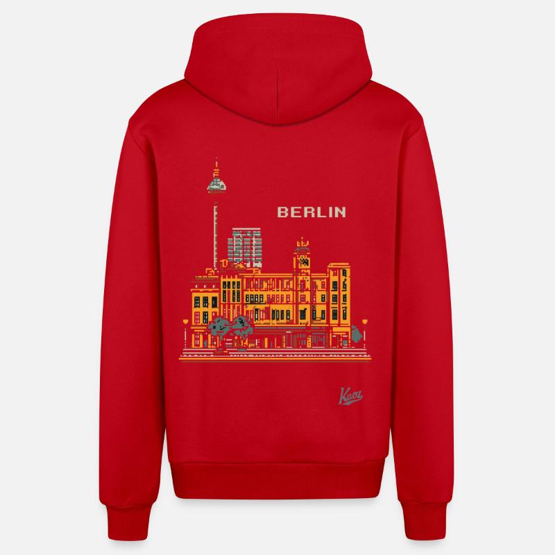 Pixel Berlin - Veste à capuche bio décontractée fabriquée en UE - rouge