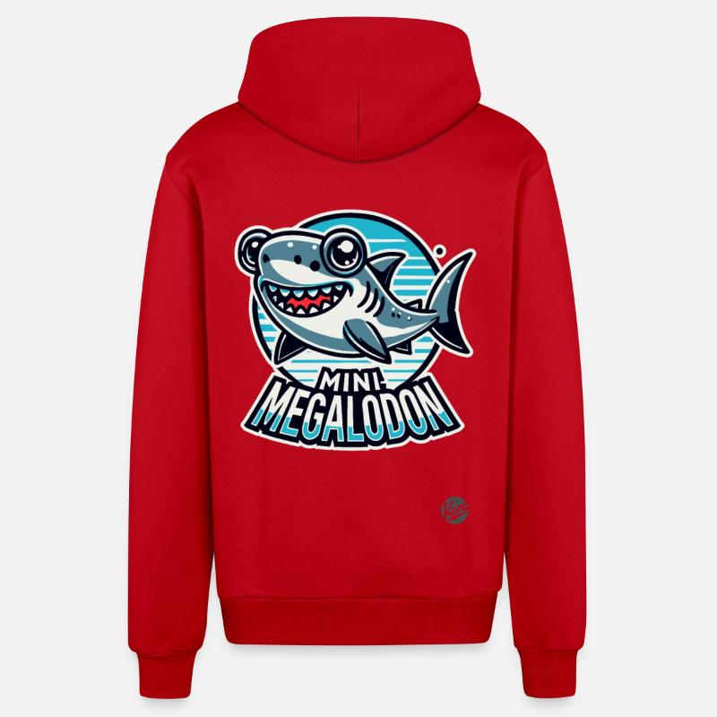 Petit requin mégalodon mignon - Veste à capuche bio décontractée fabriquée en UE - rouge