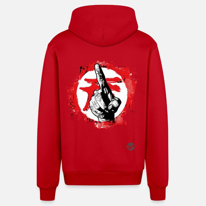 pointer avec l’index - Veste à capuche bio décontractée fabriquée en UE - rouge