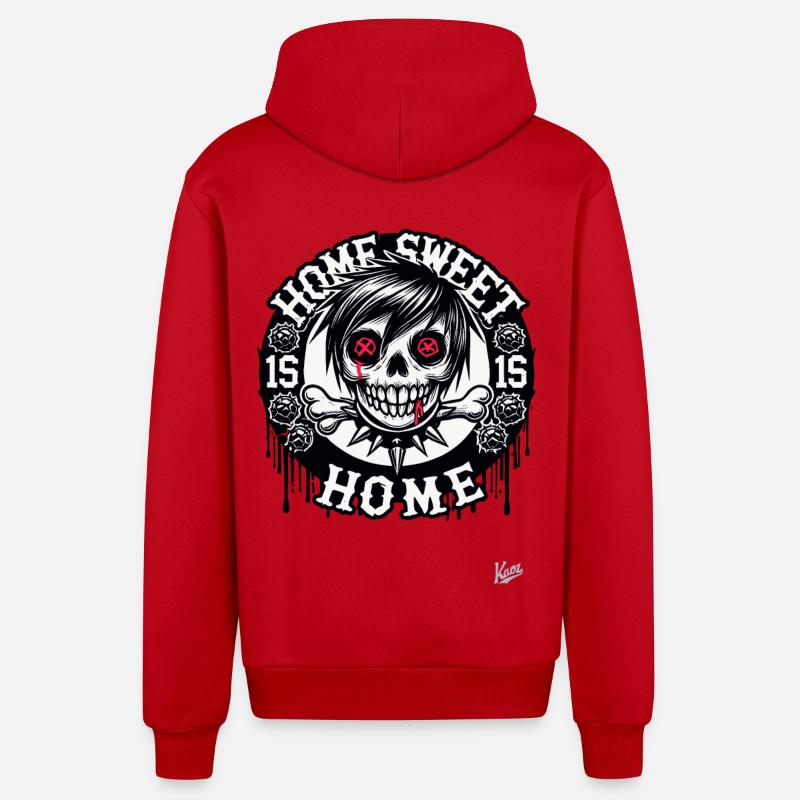Sweet Home Emo Punk Crâne - Veste à capuche bio décontractée fabriquée en UE - rouge