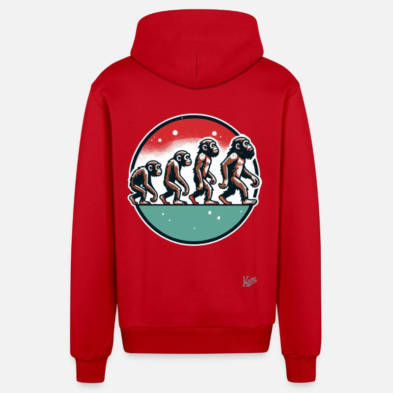 Evolution du singe - Veste à capuche bio décontractée fabriquée en UE - rouge