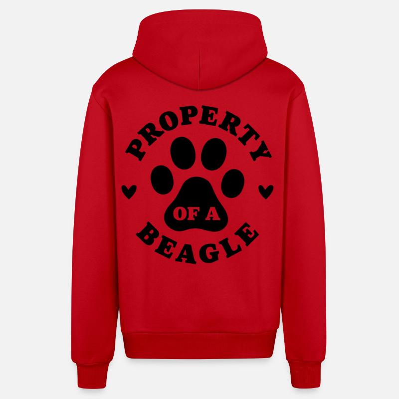 Propriété d’un Beagle - Veste à capuche bio décontractée fabriquée en UE - rouge